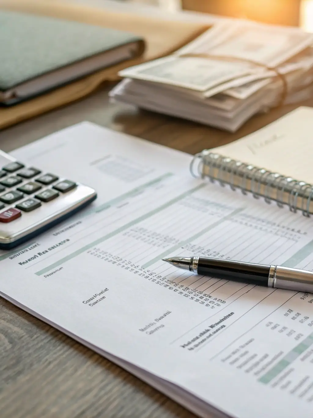 A dedicated bookkeeper meticulously organizing financial documents in a well-lit office, ensuring accuracy and compliance for LTD Taxes Services LLC's clients.