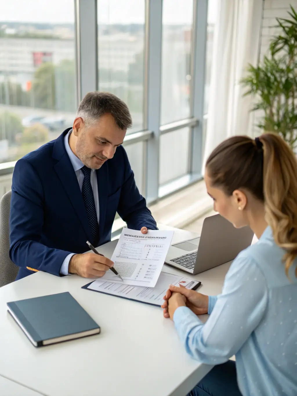 A small business owner reviewing financial reports with a LTD Taxes Services LLC bookkeeper, discussing strategies for improved cash flow and profitability.